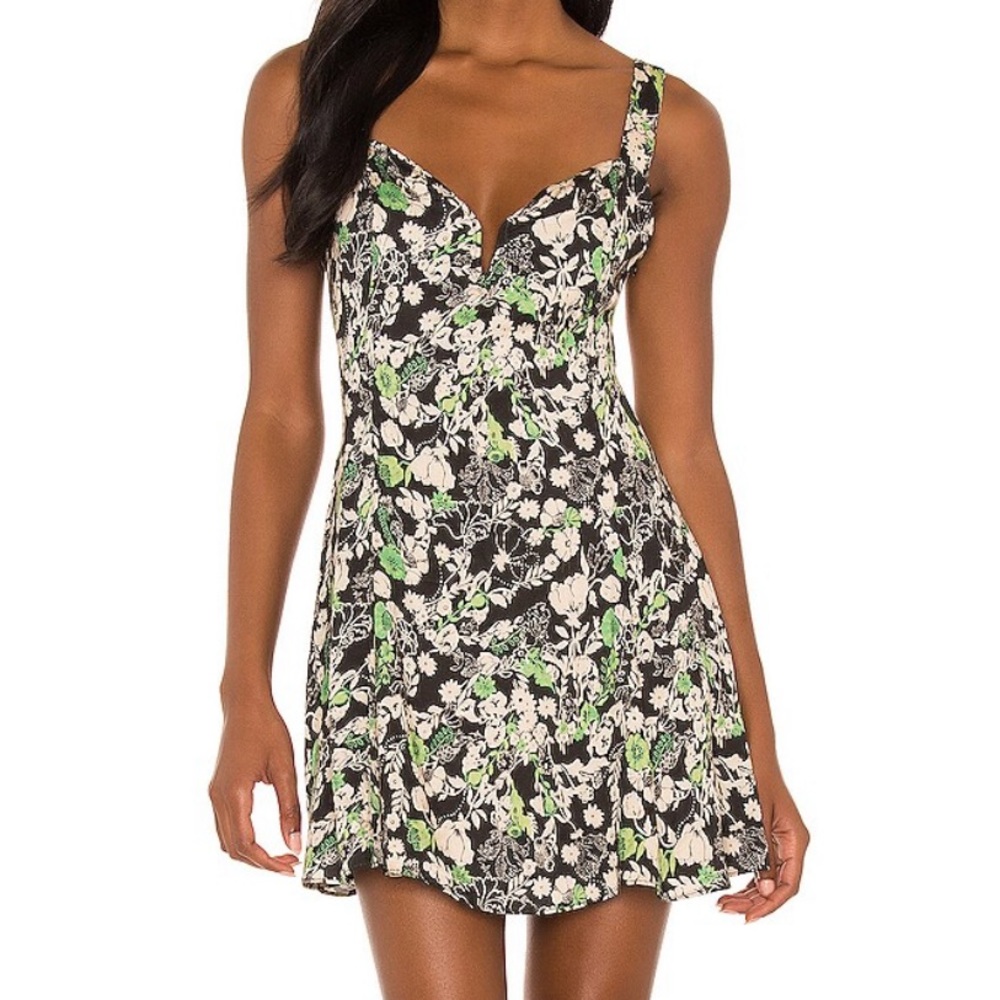 NWT Free People Celia Mini Dress in Black Combo Size 10